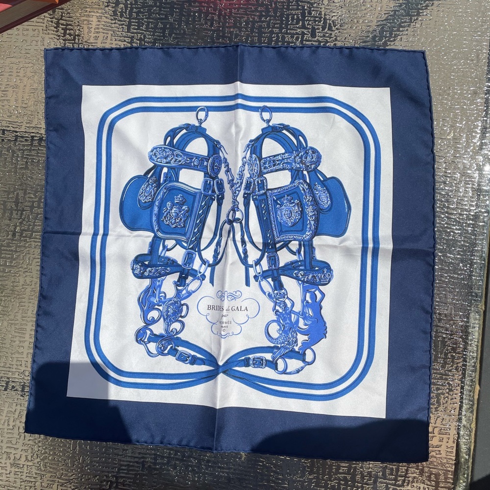 GORGEOUS  vintage blue and white Hermès scarf✨